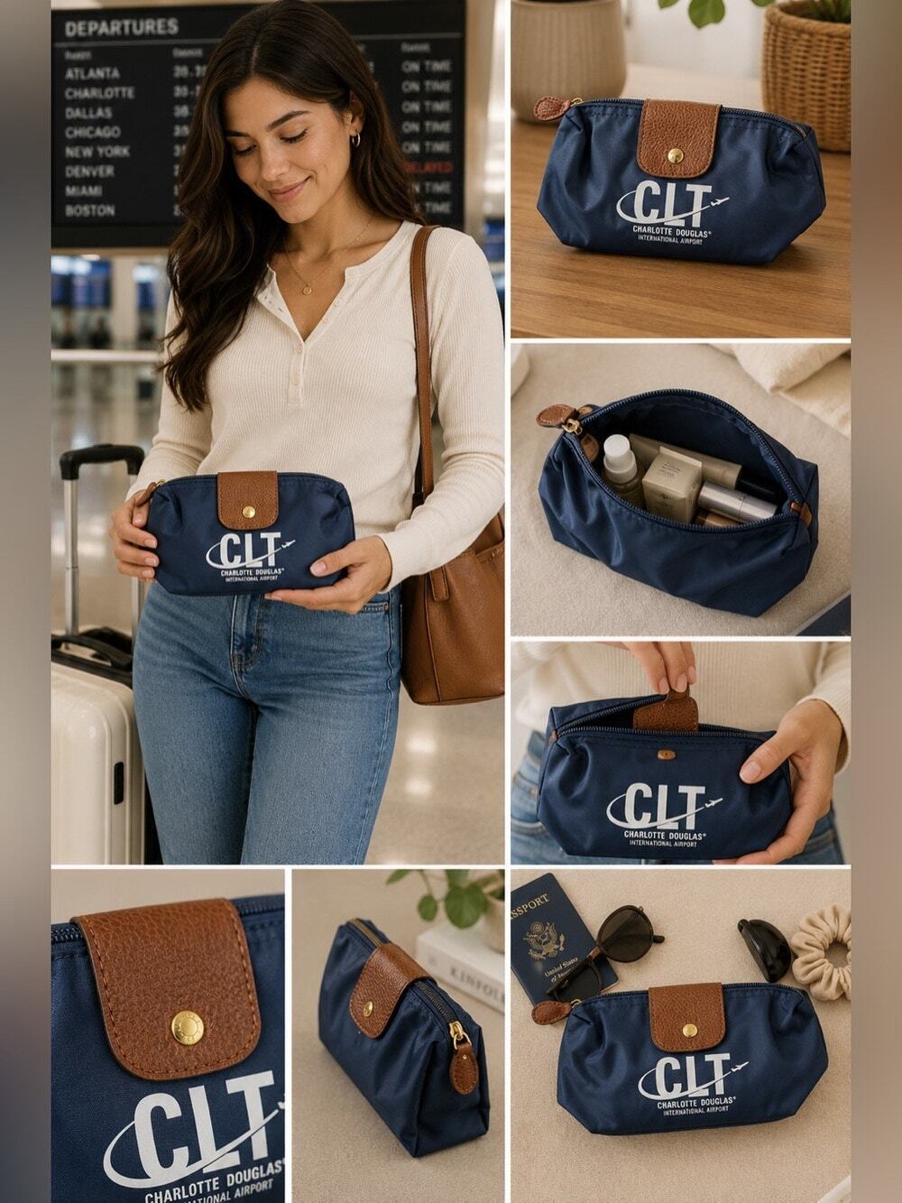 CLT Charlotte Douglas Airport Travel Pouch Bag NWOT